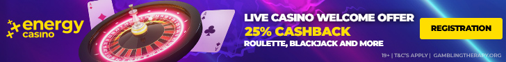 Live Casino Welcome Offer - 25% Cashback - EN CA - 728 x 90